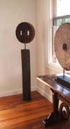 TEAK WHEEL ON STAND